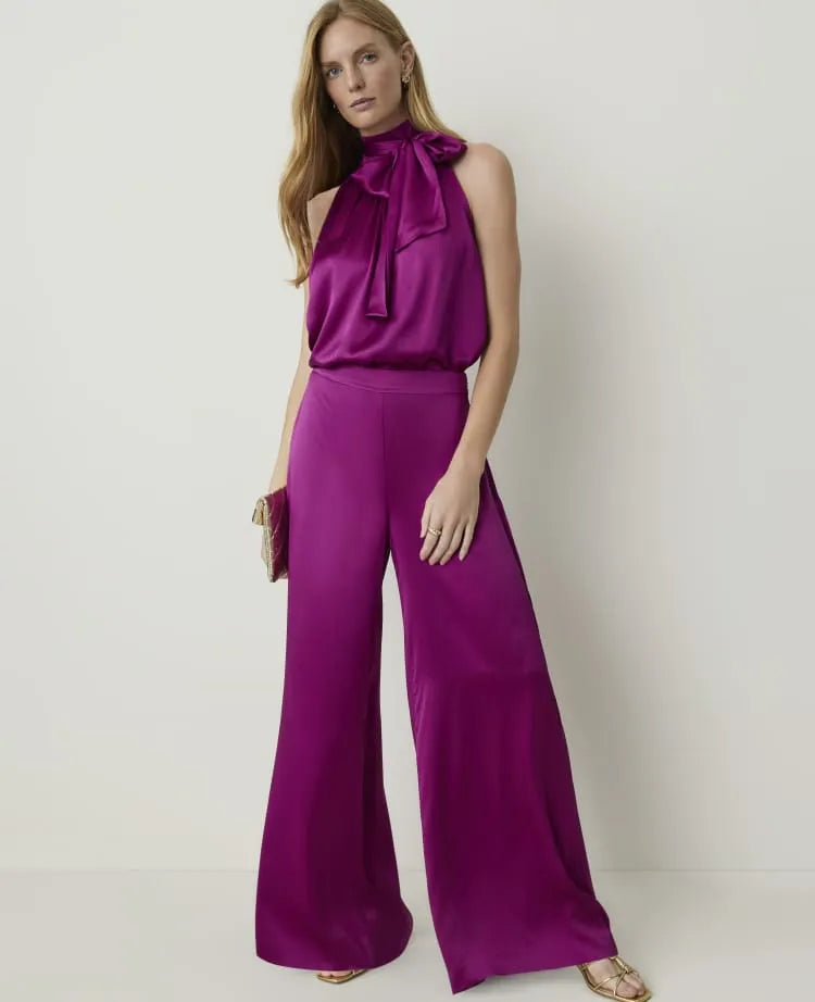 Studio Collection Side-Zip Palazzo Pant in Silk