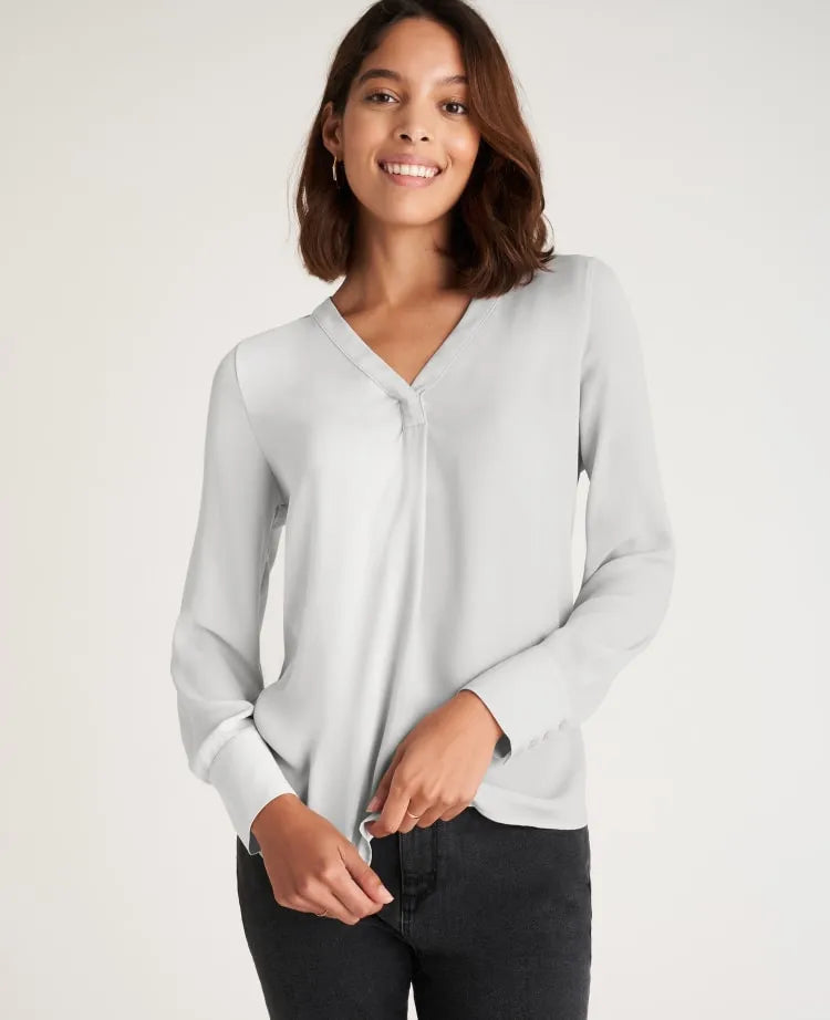 Mixed Media Pleat Front Top