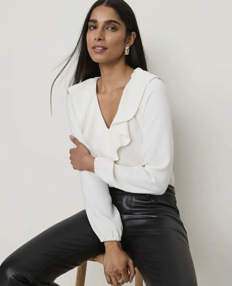 Petite Ruffle Trim Blouse