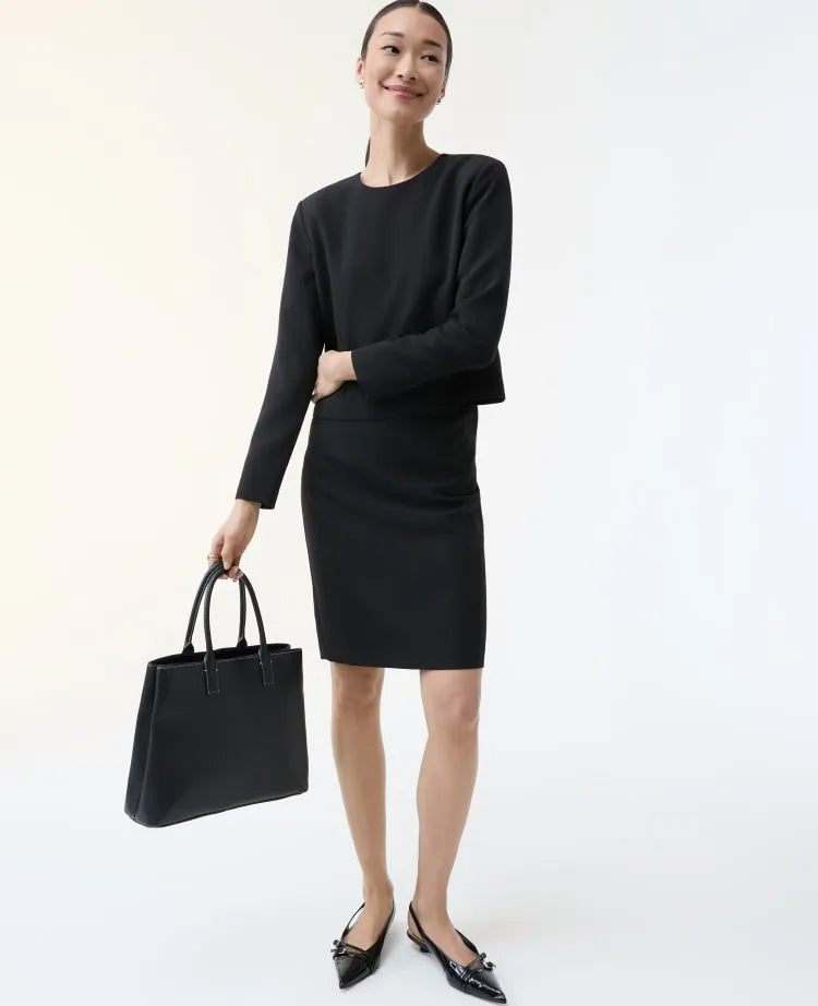 The Petite Pocket Midi Skirt in Fluid Crepe