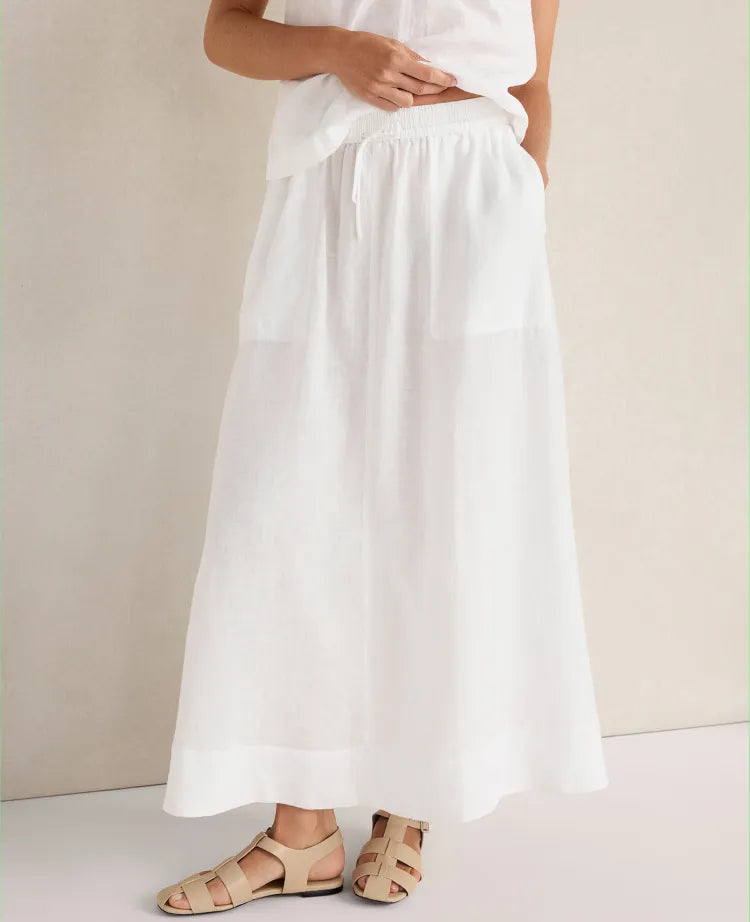 Haven Well Within Linen Drawstring Midi Skirt