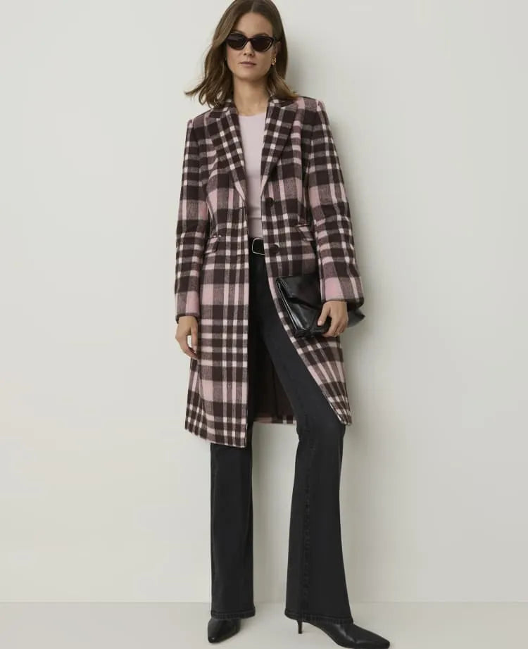 Plaid Chesterfield Coat