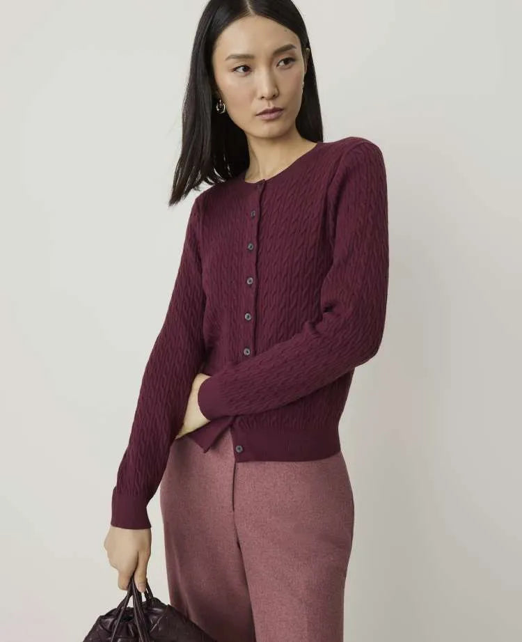 Cable Crew Neck Cardigan