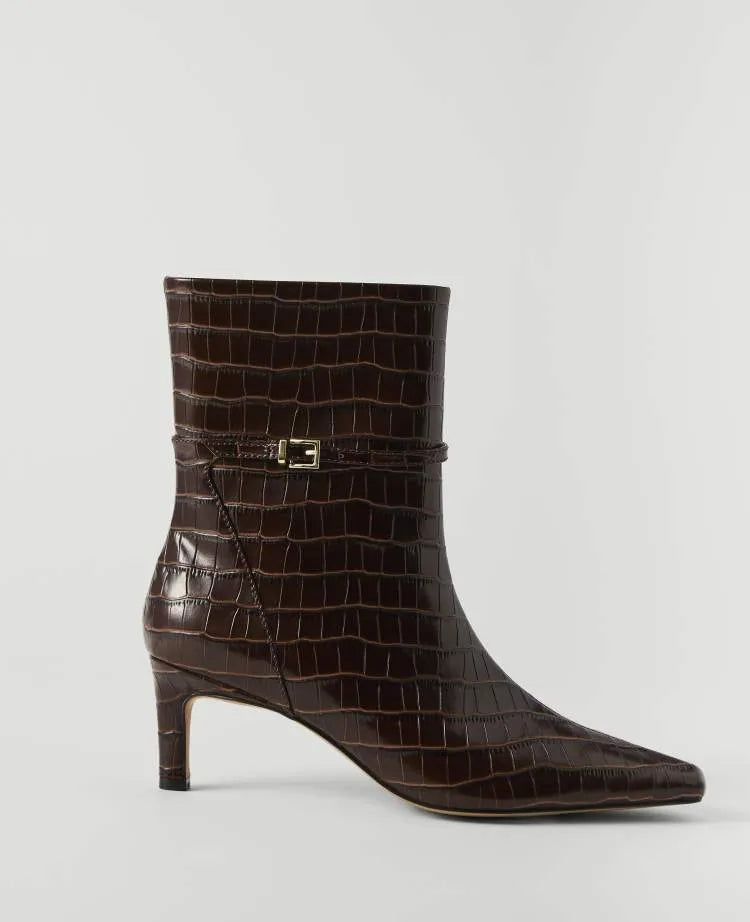 Croco Skinny Heel Bootie