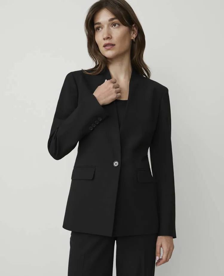 The Petite Collarless Blazer in Seasonless Stretch