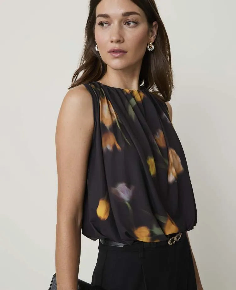 Floral Gathered Bubble Hem Top