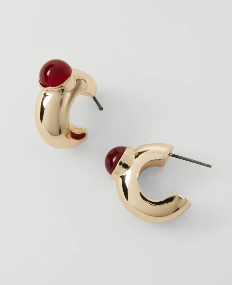 Stone Mini Hoop Earrings