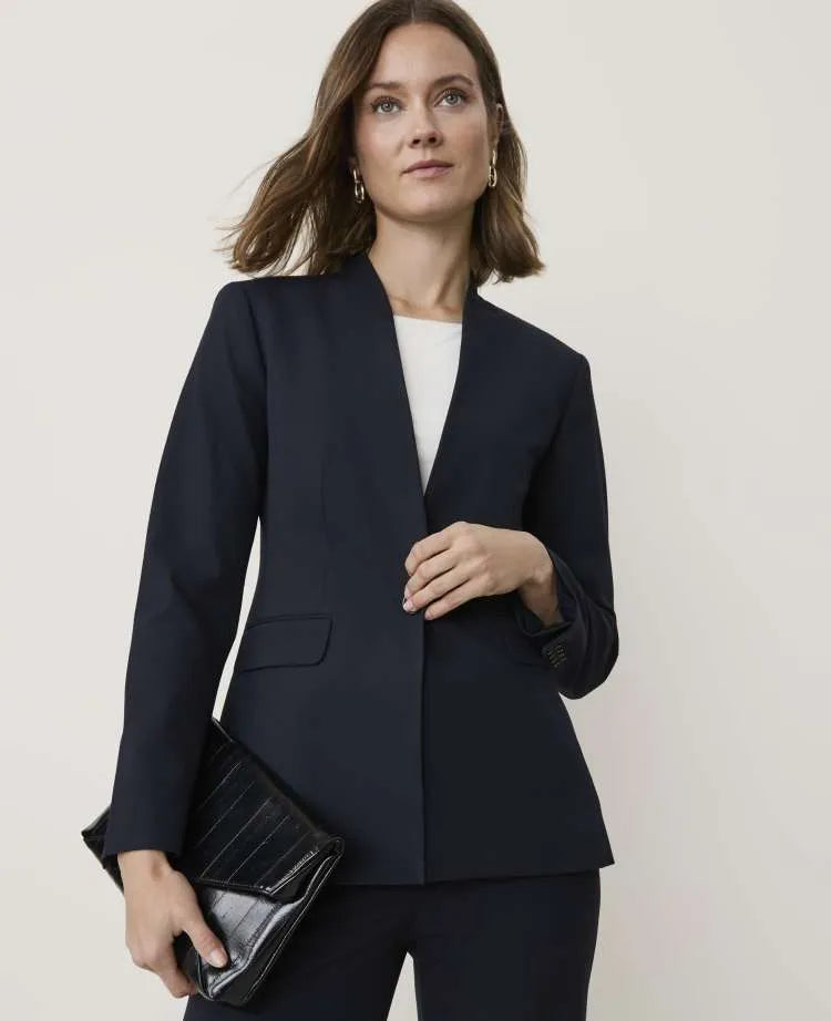 The Petite Collarless Blazer in Seasonless Stretch