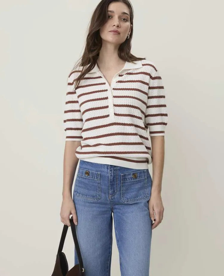 Weekend Striped Henley Sweater