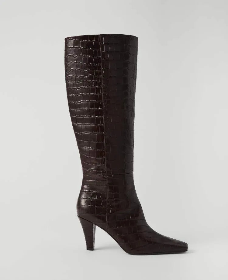 Croco Skinny Heel Tall Boot