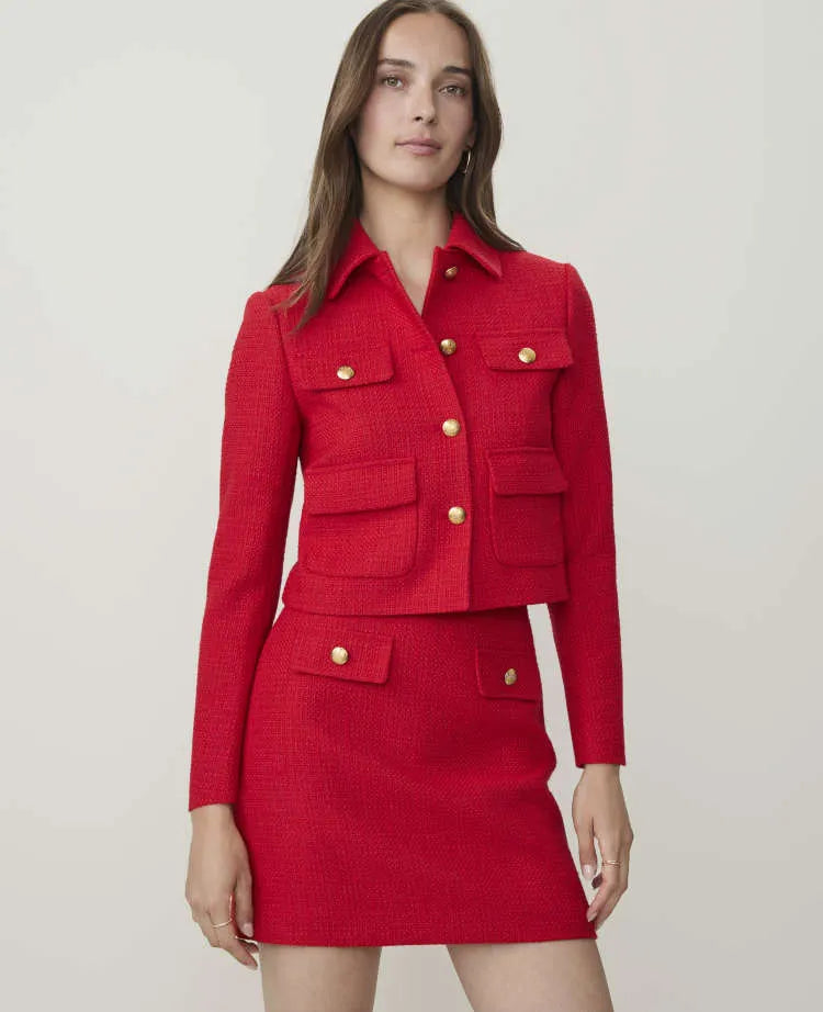 Petite Collared Jacket in Tweed