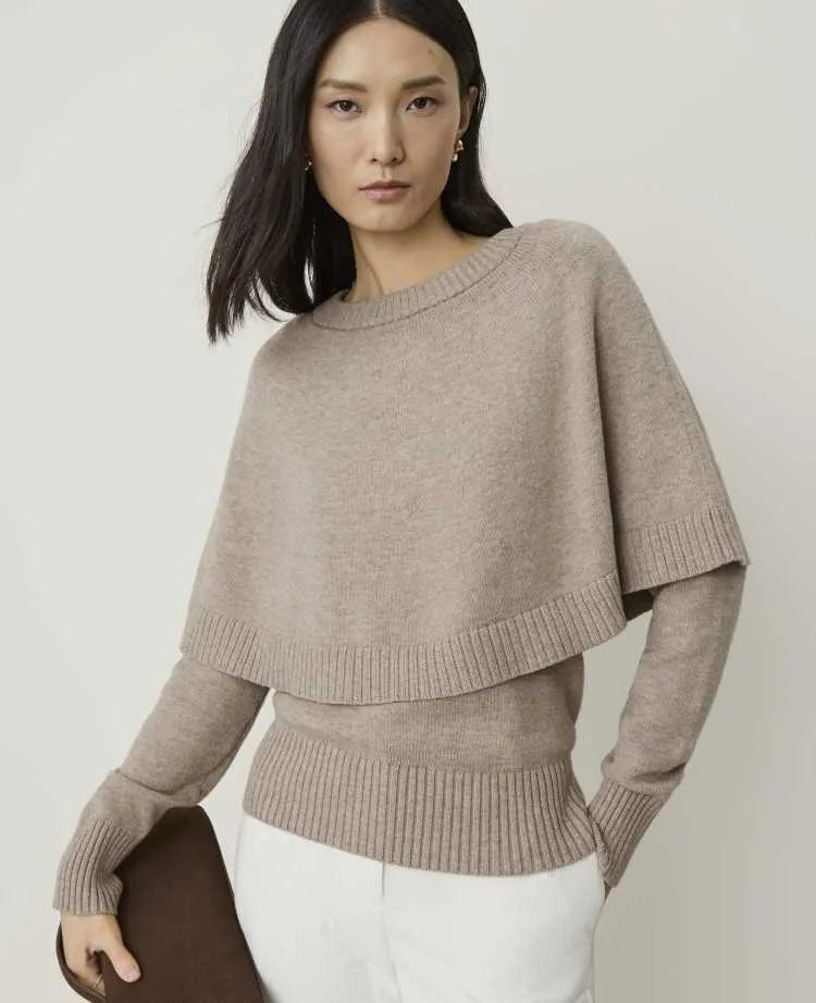 Petite Layered Capelet Sweater