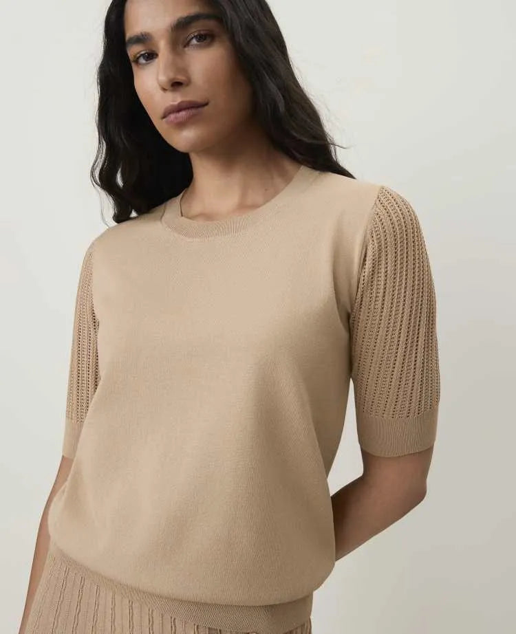 Pointelle Sleeve Sweater Tee