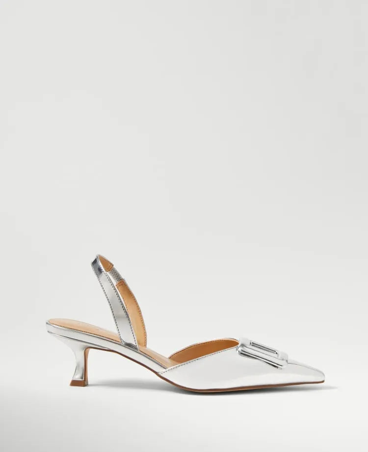 Metallic Pointy Toe Slingback Pump