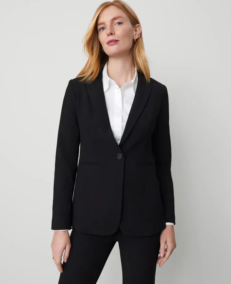 The Tall Long Single Button Blazer in Bi-Stretch