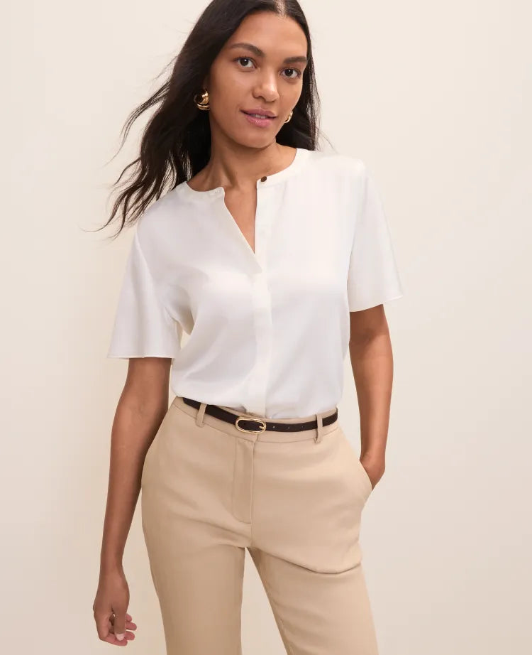 Flutter Sleeve Top in Satin