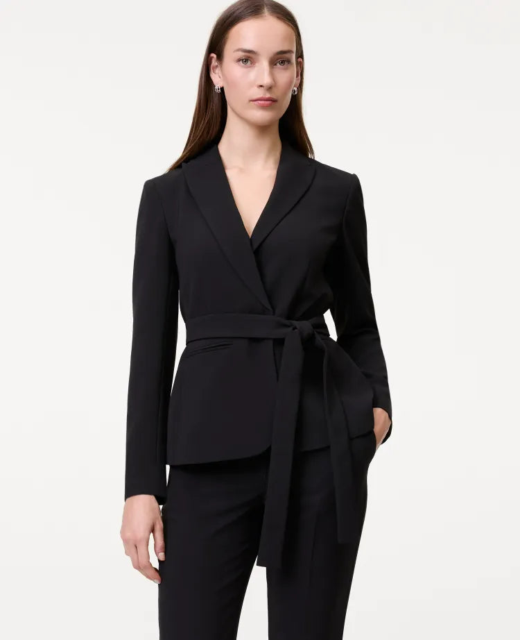 The Belted Blazer in Fluid Crepe