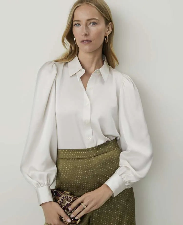 Collared Blouson Sleeve Shirt