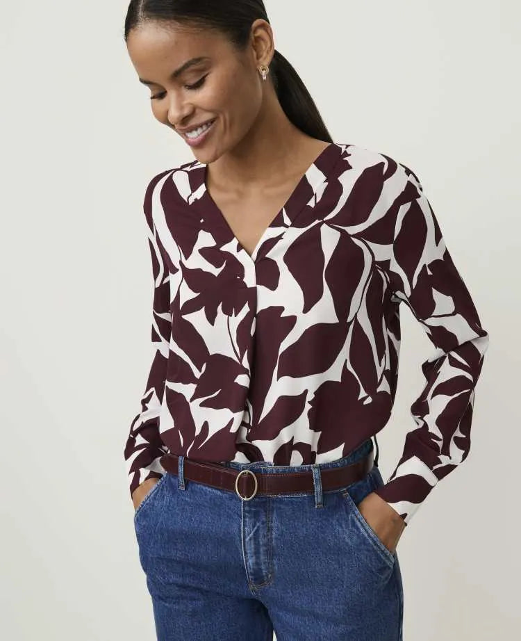 Floral Pleat Front Top