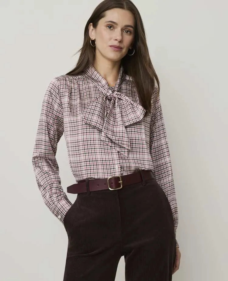 Plaid Bow Blouse