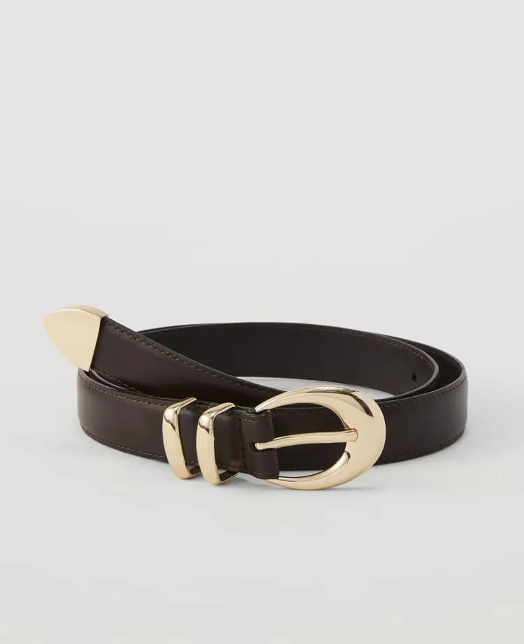 Leather Oval Buckle Belt