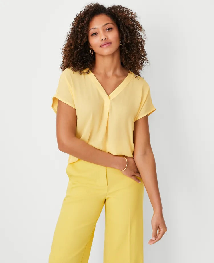 Mixed Media Pleat Front Top