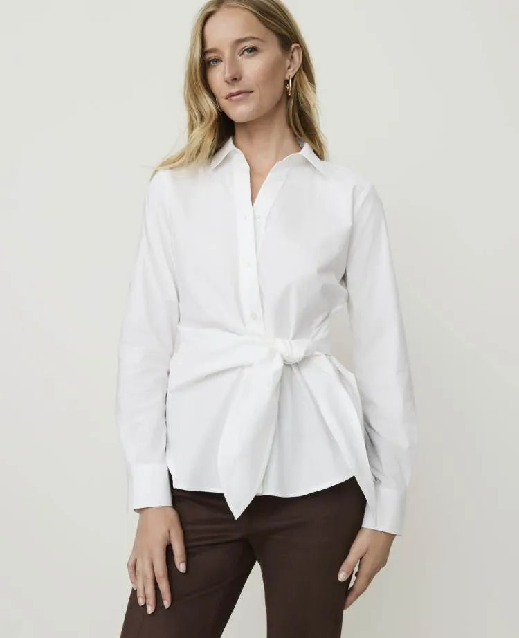 Petite Tie Waist Button Down Shirt