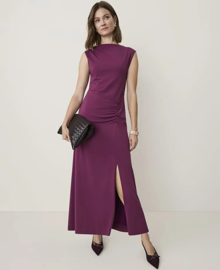 Ruched Column Midi Dress