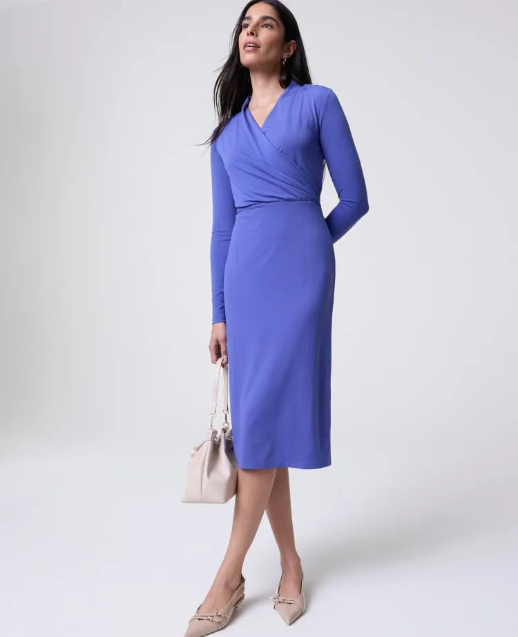 Draped Midi Sheath Dress