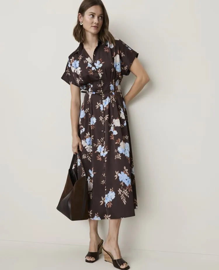 Floral Collared Midi Shirtdress