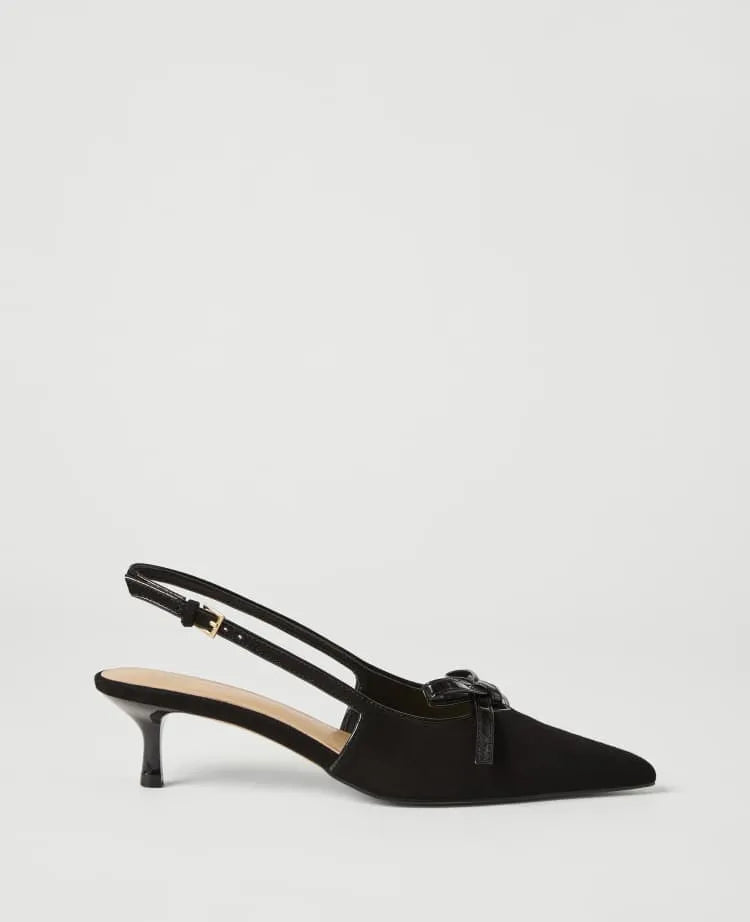 Suede Bow Slingback Pump